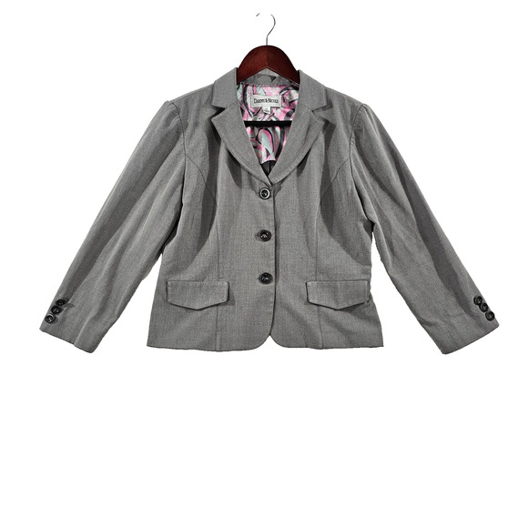 Danny & Nicole Jackets & Blazers - Danny & Nicole Womens Blazer Jacket Long Sleeves Lined Button Front Gray 10P